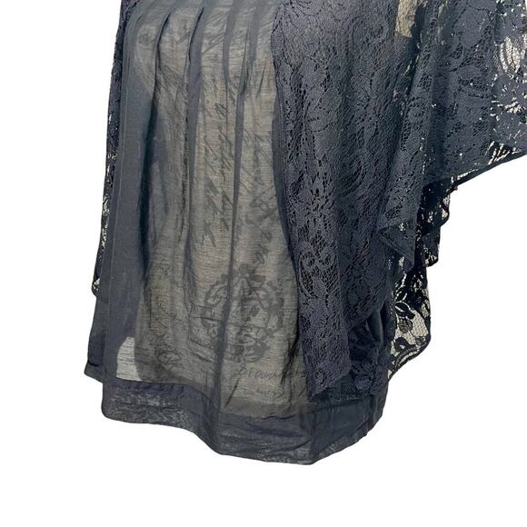 Joie Women's Joyce Black Lace Flutter Sleeve Boho Top Semi-sheer; Medium - Picture 6 of 8